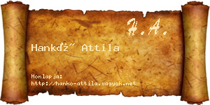 Hankó Attila névjegykártya